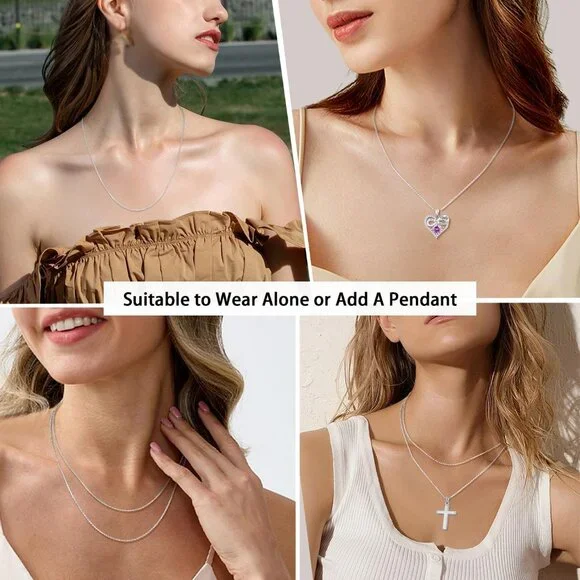18KSterling Silver Plated 925 Sterling Silver 1.1mm Cable Chain Necklace